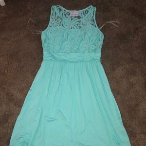 Blue dress with lace top